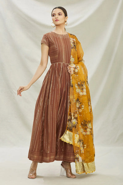 Brown Cotton Anarkali Set Indian Clothing in Denver, CO, Aurora, CO, Boulder, CO, Fort Collins, CO, Colorado Springs, CO, Parker, CO, Highlands Ranch, CO, Cherry Creek, CO, Centennial, CO, and Longmont, CO. NATIONWIDE SHIPPING USA- India Fashion X