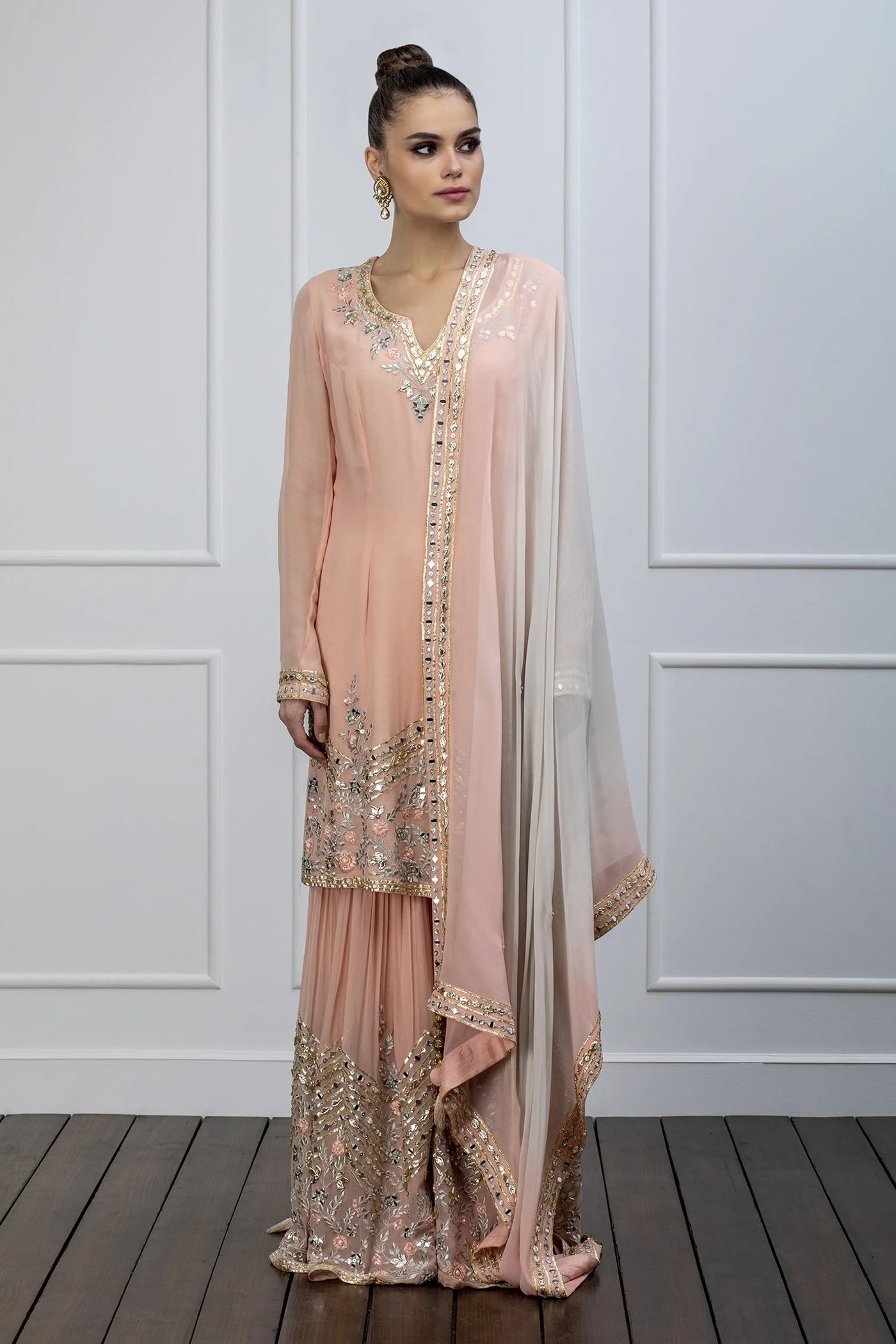 Pink Straight Kurta Sharara - Indian Clothing in Denver, CO, Aurora, CO, Boulder, CO, Fort Collins, CO, Colorado Springs, CO, Parker, CO, Highlands Ranch, CO, Cherry Creek, CO, Centennial, CO, and Longmont, CO. Nationwide shipping USA - India Fashion X