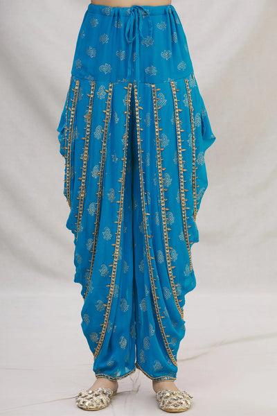 Blue Embroidered Dhoti Suit Set - Indian Clothing in Denver, CO, Aurora, CO, Boulder, CO, Fort Collins, CO, Colorado Springs, CO, Parker, CO, Highlands Ranch, CO, Cherry Creek, CO, Centennial, CO, and Longmont, CO. Nationwide shipping USA - India Fashion X