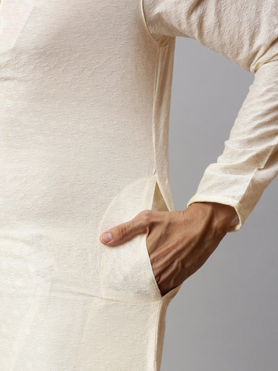Cream Textured Kurta Set Indian Clothing in Denver, CO, Aurora, CO, Boulder, CO, Fort Collins, CO, Colorado Springs, CO, Parker, CO, Highlands Ranch, CO, Cherry Creek, CO, Centennial, CO, and Longmont, CO. NATIONWIDE SHIPPING USA- India Fashion X