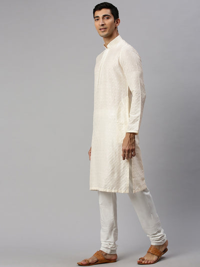 Cream Textured Kurta Set Indian Clothing in Denver, CO, Aurora, CO, Boulder, CO, Fort Collins, CO, Colorado Springs, CO, Parker, CO, Highlands Ranch, CO, Cherry Creek, CO, Centennial, CO, and Longmont, CO. NATIONWIDE SHIPPING USA- India Fashion X
