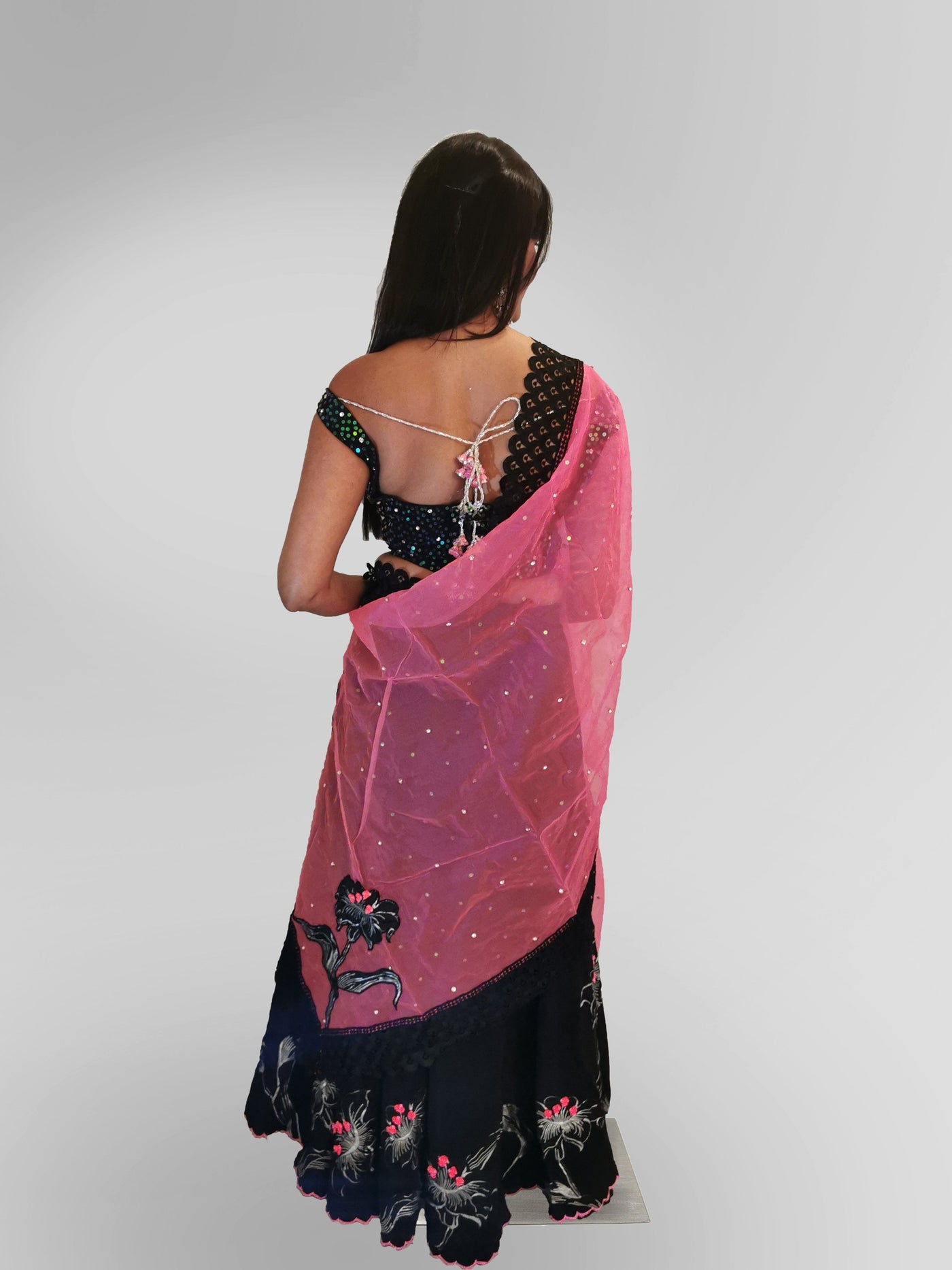 Lehenga in Black and Pink with Sequin Top - Indian Clothing in Denver, CO, Aurora, CO, Boulder, CO, Fort Collins, CO, Colorado Springs, CO, Parker, CO, Highlands Ranch, CO, Cherry Creek, CO, Centennial, CO, and Longmont, CO. Nationwide shipping USA - India Fashion X