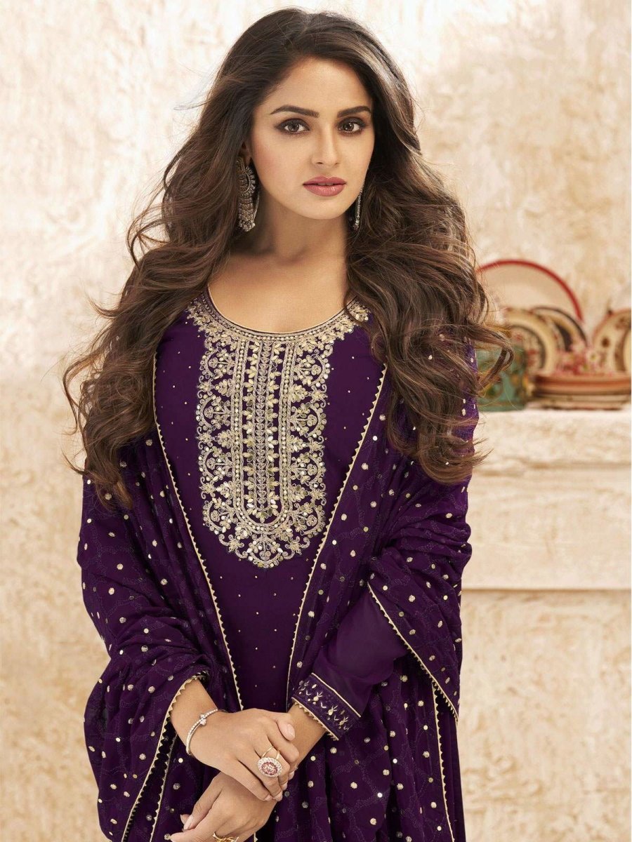 Purple Straight Suit - Indian Clothing in Denver, CO, Aurora, CO, Boulder, CO, Fort Collins, CO, Colorado Springs, CO, Parker, CO, Highlands Ranch, CO, Cherry Creek, CO, Centennial, CO, and Longmont, CO. Nationwide shipping USA - India Fashion X