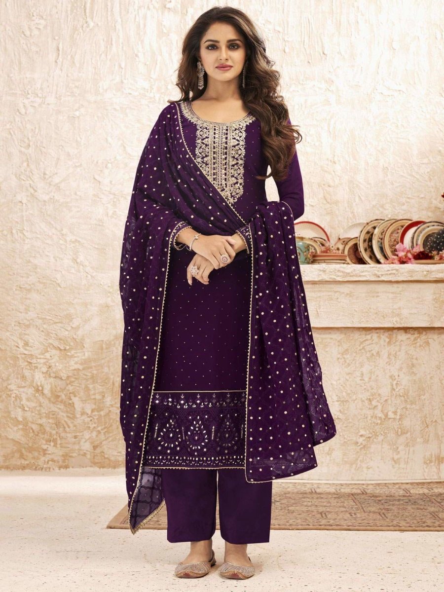 Purple Straight Suit - Indian Clothing in Denver, CO, Aurora, CO, Boulder, CO, Fort Collins, CO, Colorado Springs, CO, Parker, CO, Highlands Ranch, CO, Cherry Creek, CO, Centennial, CO, and Longmont, CO. Nationwide shipping USA - India Fashion X