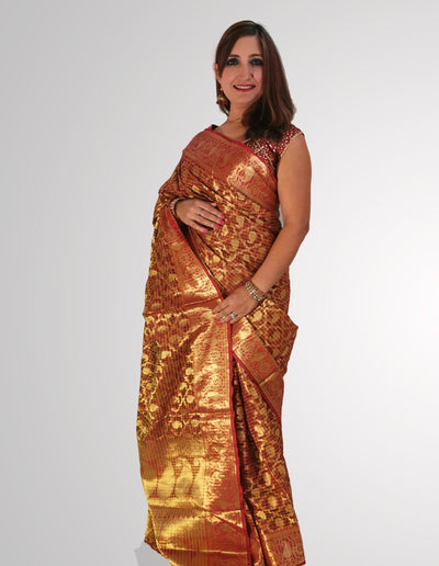 Saree in Orange Tissue Organza Silk Indian Clothing in Denver, CO, Aurora, CO, Boulder, CO, Fort Collins, CO, Colorado Springs, CO, Parker, CO, Highlands Ranch, CO, Cherry Creek, CO, Centennial, CO, and Longmont, CO. NATIONWIDE SHIPPING USA- India Fashion X