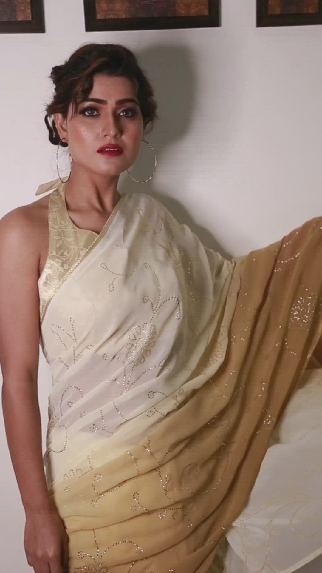 coffee blended saree video - indian clothing in the denver area -India Fashion X