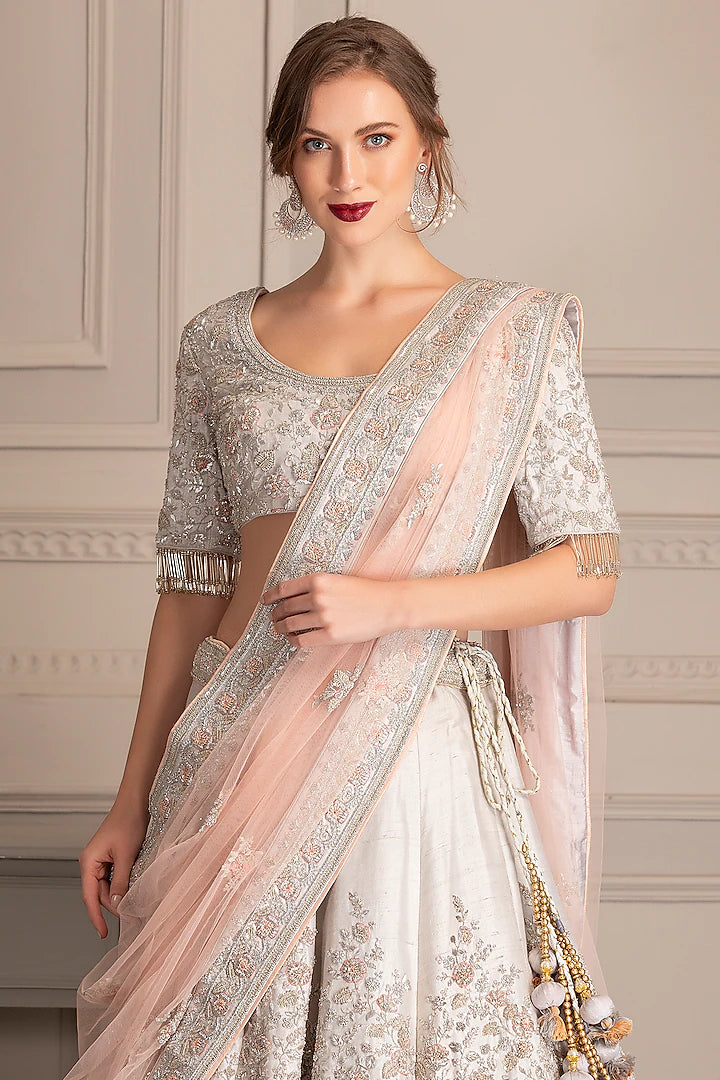 Grey and Blush Pink Lehenga Set - Indian Clothing in Denver, CO, Aurora, CO, Boulder, CO, Fort Collins, CO, Colorado Springs, CO, Parker, CO, Highlands Ranch, CO, Cherry Creek, CO, Centennial, CO, and Longmont, CO. Nationwide shipping USA - India Fashion X