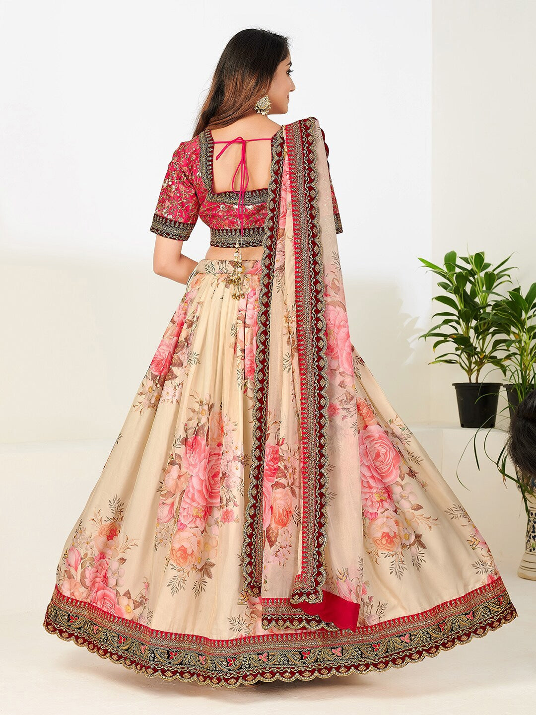 Floral Embroidered Lehenga - Indian Clothing in Denver, CO, Aurora, CO, Boulder, CO, Fort Collins, CO, Colorado Springs, CO, Parker, CO, Highlands Ranch, CO, Cherry Creek, CO, Centennial, CO, and Longmont, CO. Nationwide shipping USA - India Fashion X