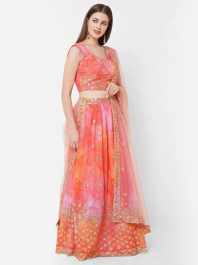 Orange Embroidered Lehenga - Indian Clothing in Denver, CO, Aurora, CO, Boulder, CO, Fort Collins, CO, Colorado Springs, CO, Parker, CO, Highlands Ranch, CO, Cherry Creek, CO, Centennial, CO, and Longmont, CO. Nationwide shipping USA - India Fashion X