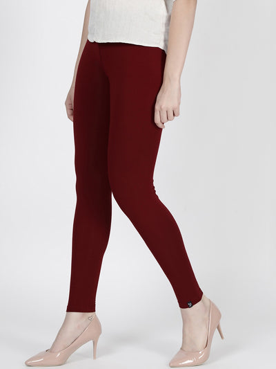 Solid Cherry Leggings - Indian Clothing in Denver, CO, Aurora, CO, Boulder, CO, Fort Collins, CO, Colorado Springs, CO, Parker, CO, Highlands Ranch, CO, Cherry Creek, CO, Centennial, CO, and Longmont, CO. Nationwide shipping USA - India Fashion X