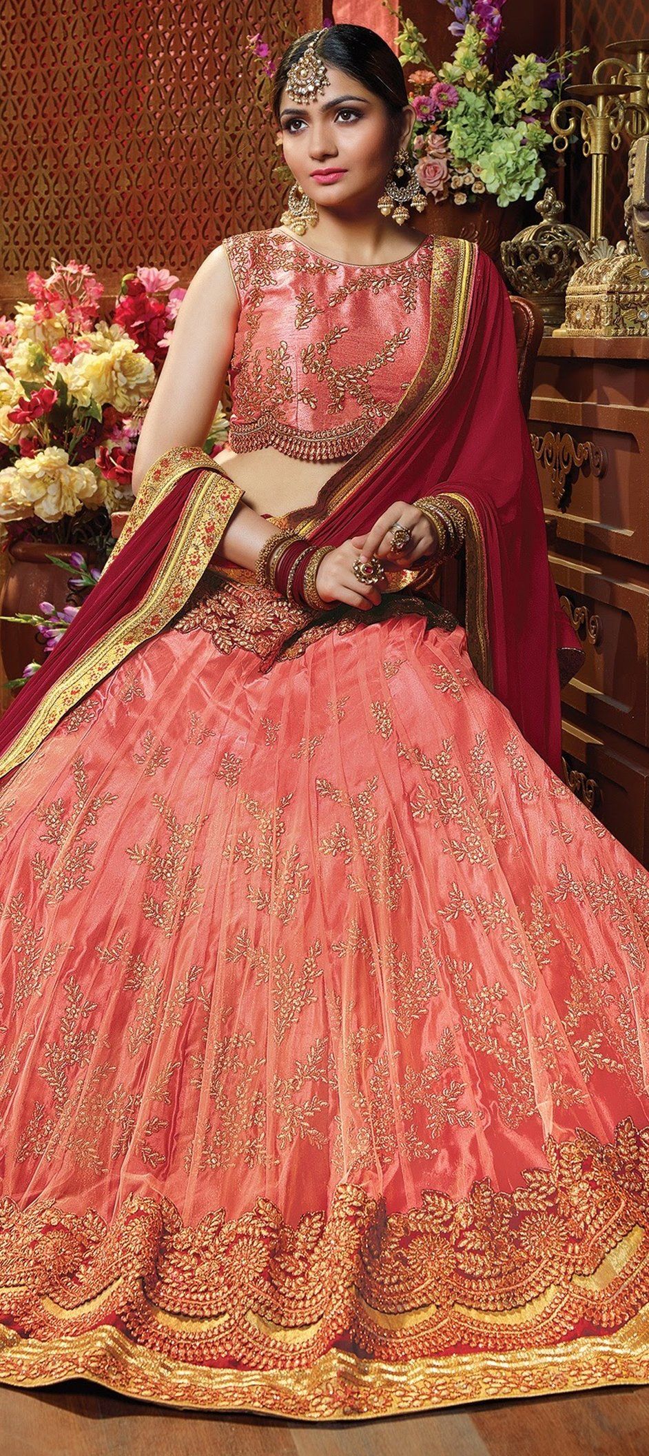 Pink and Magenta Net Lehenga - Indian Clothing in Denver, CO, Aurora, CO, Boulder, CO, Fort Collins, CO, Colorado Springs, CO, Parker, CO, Highlands Ranch, CO, Cherry Creek, CO, Centennial, CO, and Longmont, CO. Nationwide shipping USA - India Fashion X