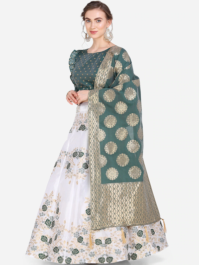 Green Printed Lehenga Set - Indian Clothing in Denver, CO, Aurora, CO, Boulder, CO, Fort Collins, CO, Colorado Springs, CO, Parker, CO, Highlands Ranch, CO, Cherry Creek, CO, Centennial, CO, and Longmont, CO. Nationwide shipping USA - India Fashion X