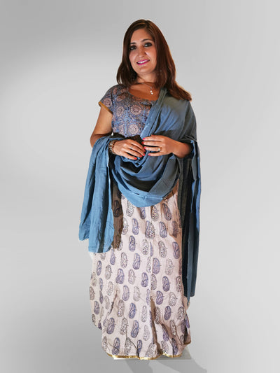 Sky Blue Cotton Lehenga - Indian Clothing in Denver, CO, Aurora, CO, Boulder, CO, Fort Collins, CO, Colorado Springs, CO, Parker, CO, Highlands Ranch, CO, Cherry Creek, CO, Centennial, CO, and Longmont, CO. Nationwide shipping USA - India Fashion X