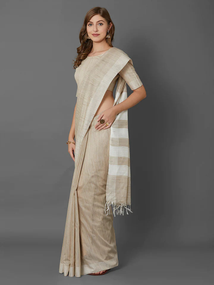 Silk-Linen Blend Saree - Indian Clothing in Denver, CO, Aurora, CO, Boulder, CO, Fort Collins, CO, Colorado Springs, CO, Parker, CO, Highlands Ranch, CO, Cherry Creek, CO, Centennial, CO, and Longmont, CO. Nationwide shipping USA - India Fashion X