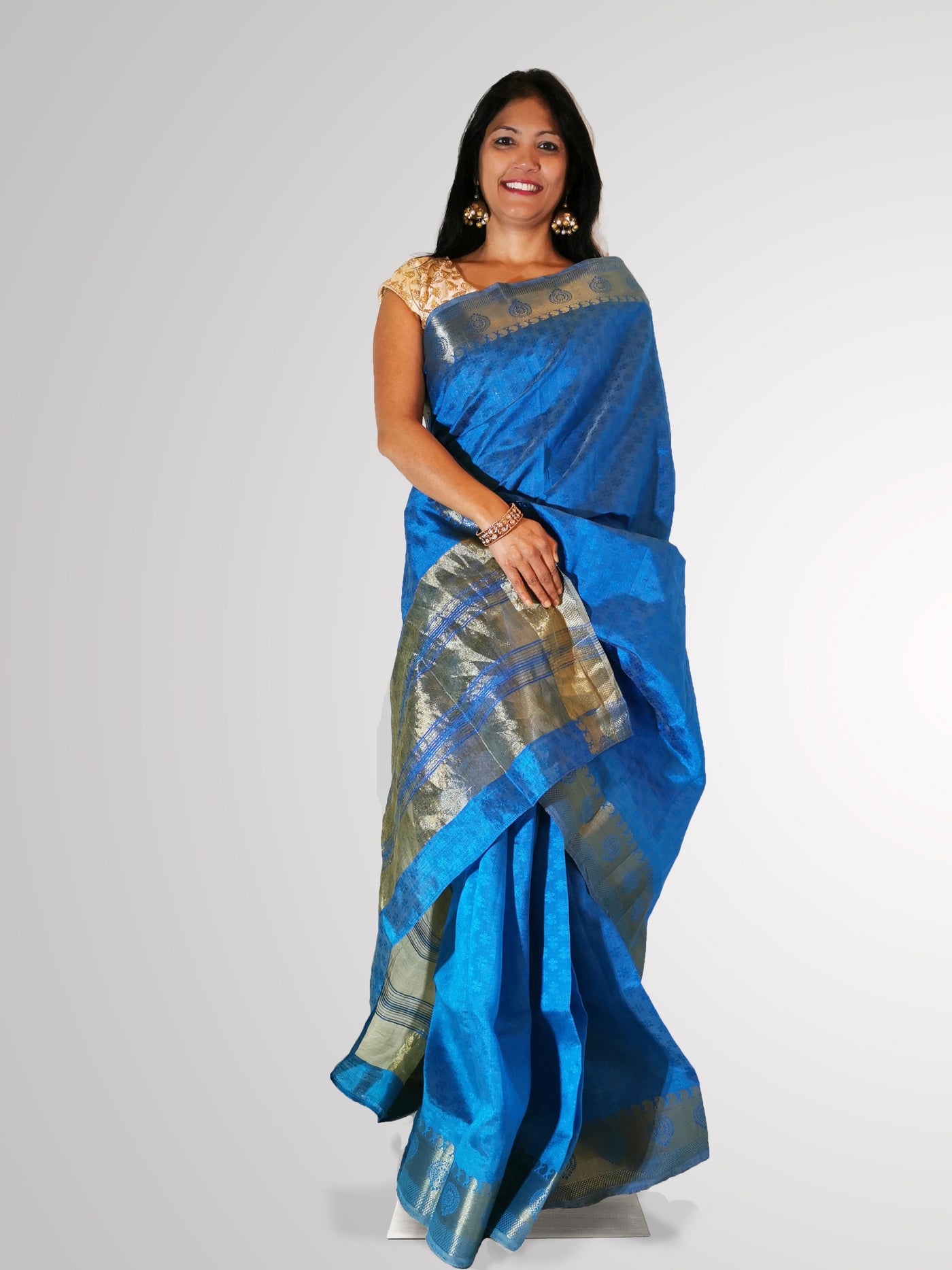 Blue Banarasi Silk Saree - Indian Clothing in Denver, CO, Aurora, CO, Boulder, CO, Fort Collins, CO, Colorado Springs, CO, Parker, CO, Highlands Ranch, CO, Cherry Creek, CO, Centennial, CO, and Longmont, CO. Nationwide shipping USA - India Fashion X