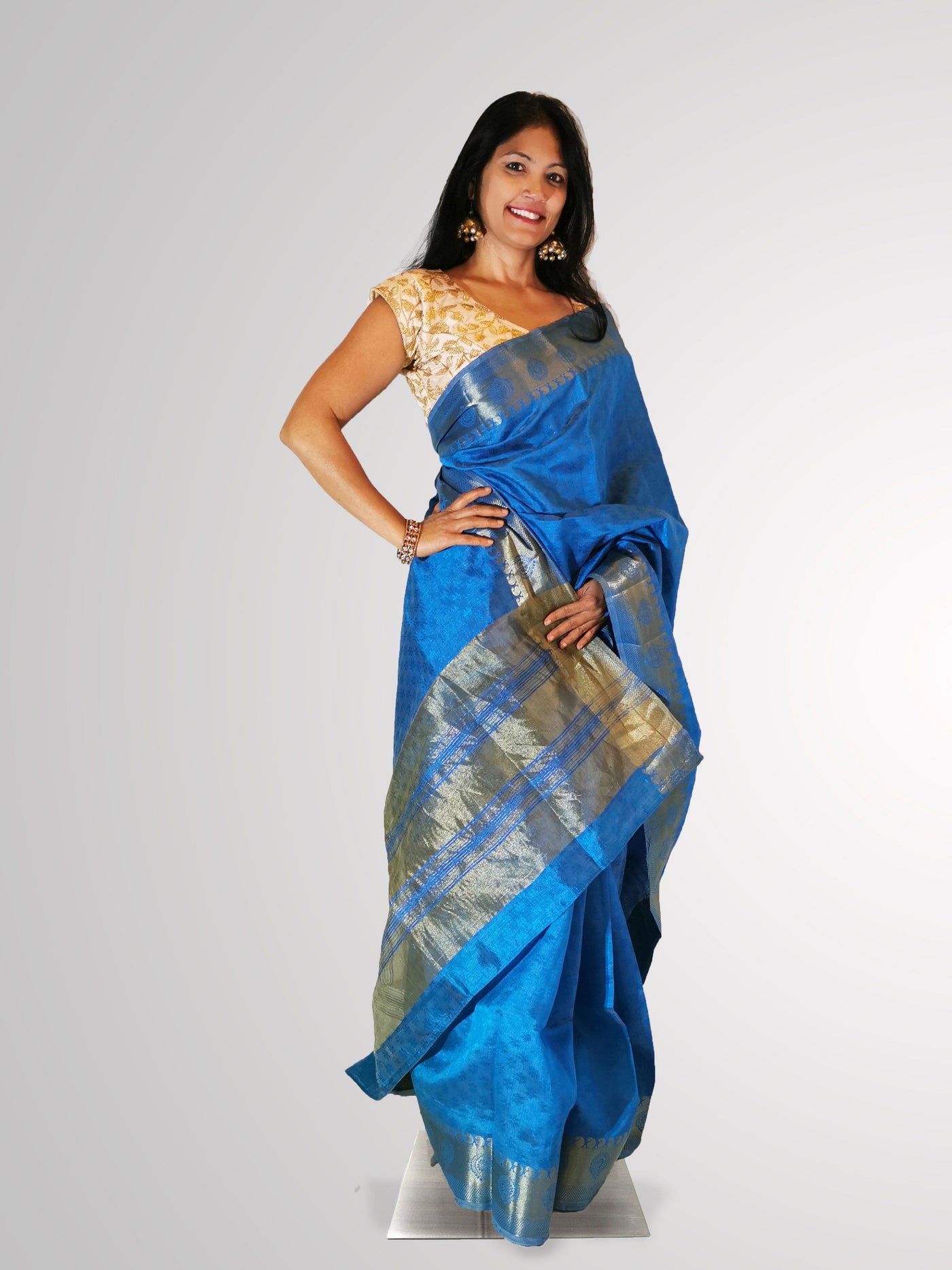 Blue Banarasi Silk Saree Indian Clothing in Denver, CO, Aurora, CO, Boulder, CO, Fort Collins, CO, Colorado Springs, CO, Parker, CO, Highlands Ranch, CO, Cherry Creek, CO, Centennial, CO, and Longmont, CO. NATIONWIDE SHIPPING USA- India Fashion X