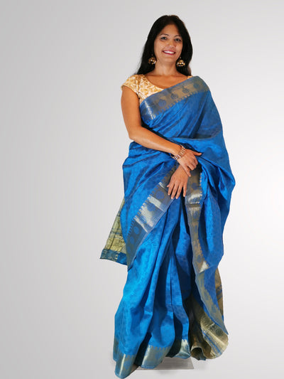 Blue Banarasi Silk Saree Indian Clothing in Denver, CO, Aurora, CO, Boulder, CO, Fort Collins, CO, Colorado Springs, CO, Parker, CO, Highlands Ranch, CO, Cherry Creek, CO, Centennial, CO, and Longmont, CO. NATIONWIDE SHIPPING USA- India Fashion X