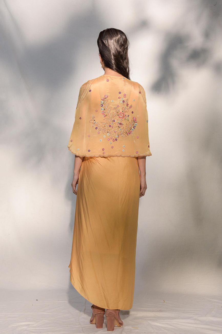 Modal Satin Cape-Skirt Set Indian Clothing in Denver, CO, Aurora, CO, Boulder, CO, Fort Collins, CO, Colorado Springs, CO, Parker, CO, Highlands Ranch, CO, Cherry Creek, CO, Centennial, CO, and Longmont, CO. NATIONWIDE SHIPPING USA- India Fashion X