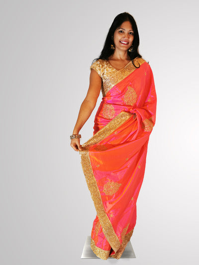 Shimmering Pink Silk Saree - Indian Clothing in Denver, CO, Aurora, CO, Boulder, CO, Fort Collins, CO, Colorado Springs, CO, Parker, CO, Highlands Ranch, CO, Cherry Creek, CO, Centennial, CO, and Longmont, CO. Nationwide shipping USA - India Fashion X