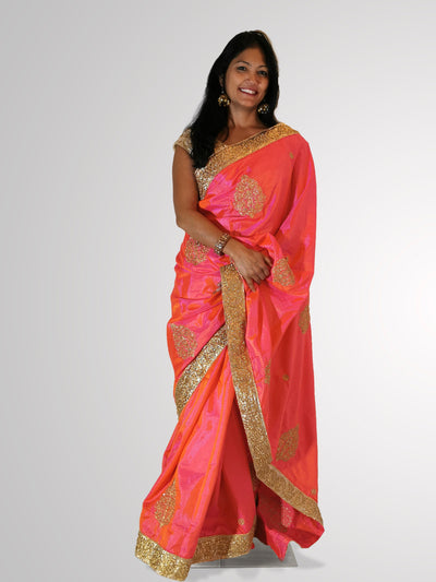 Shimmering Pink Silk Saree - Indian Clothing in Denver, CO, Aurora, CO, Boulder, CO, Fort Collins, CO, Colorado Springs, CO, Parker, CO, Highlands Ranch, CO, Cherry Creek, CO, Centennial, CO, and Longmont, CO. Nationwide shipping USA - India Fashion X