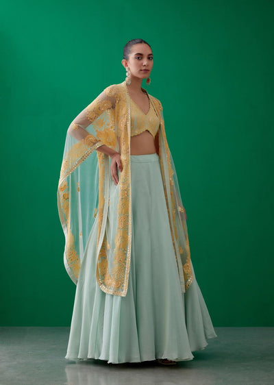Mint Green Long Cape Set Indian Clothing in Denver, CO, Aurora, CO, Boulder, CO, Fort Collins, CO, Colorado Springs, CO, Parker, CO, Highlands Ranch, CO, Cherry Creek, CO, Centennial, CO, and Longmont, CO. NATIONWIDE SHIPPING USA- India Fashion X