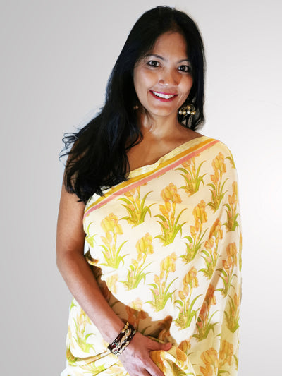 Yellow Pure Georgette Saree - Indian Clothing in Denver, CO, Aurora, CO, Boulder, CO, Fort Collins, CO, Colorado Springs, CO, Parker, CO, Highlands Ranch, CO, Cherry Creek, CO, Centennial, CO, and Longmont, CO. Nationwide shipping USA - India Fashion X
