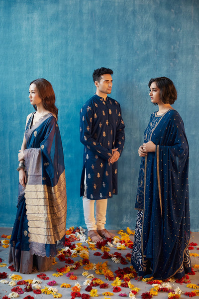 Navy Blue Silk Saree - Indian Clothing in Denver, CO, Aurora, CO, Boulder, CO, Fort Collins, CO, Colorado Springs, CO, Parker, CO, Highlands Ranch, CO, Cherry Creek, CO, Centennial, CO, and Longmont, CO. Nationwide shipping USA - India Fashion X