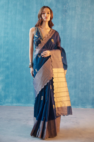 Navy Blue Silk Saree - Indian Clothing in Denver, CO, Aurora, CO, Boulder, CO, Fort Collins, CO, Colorado Springs, CO, Parker, CO, Highlands Ranch, CO, Cherry Creek, CO, Centennial, CO, and Longmont, CO. Nationwide shipping USA - India Fashion X