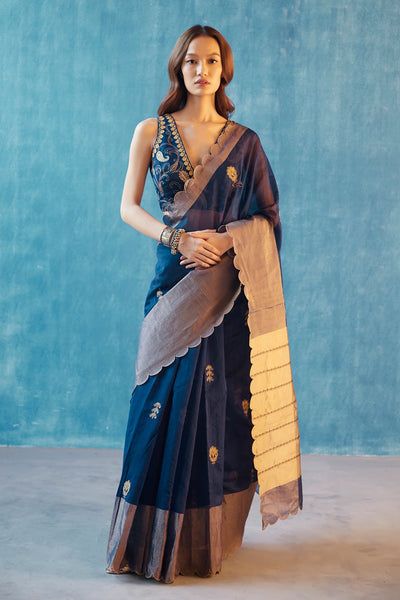 Navy Blue Silk Saree - Indian Clothing in Denver, CO, Aurora, CO, Boulder, CO, Fort Collins, CO, Colorado Springs, CO, Parker, CO, Highlands Ranch, CO, Cherry Creek, CO, Centennial, CO, and Longmont, CO. Nationwide shipping USA - India Fashion X