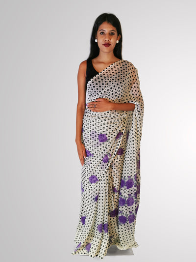 Polka Dot Floral Saree Indian Clothing in Denver, CO, Aurora, CO, Boulder, CO, Fort Collins, CO, Colorado Springs, CO, Parker, CO, Highlands Ranch, CO, Cherry Creek, CO, Centennial, CO, and Longmont, CO. NATIONWIDE SHIPPING USA- India Fashion X
