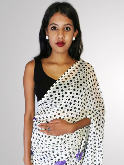 Polka Dot Floral Saree Indian Clothing in Denver, CO, Aurora, CO, Boulder, CO, Fort Collins, CO, Colorado Springs, CO, Parker, CO, Highlands Ranch, CO, Cherry Creek, CO, Centennial, CO, and Longmont, CO. NATIONWIDE SHIPPING USA- India Fashion X