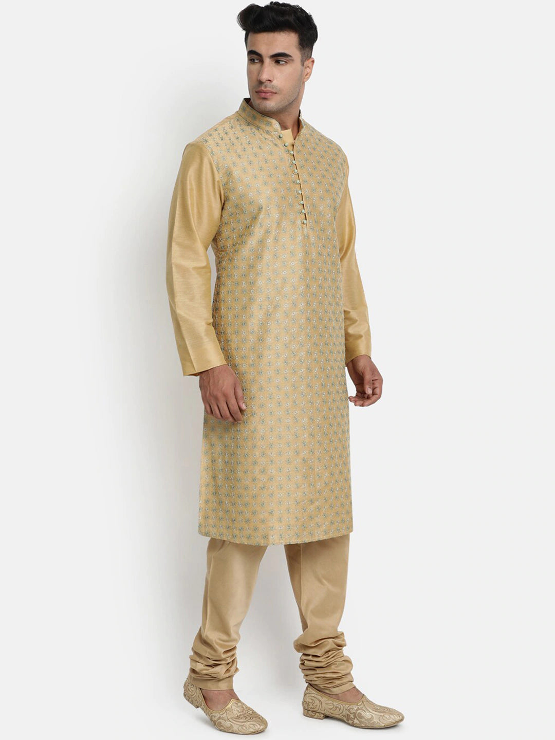 Gold Embroidered Kurta Set Indian Clothing in Denver, CO, Aurora, CO, Boulder, CO, Fort Collins, CO, Colorado Springs, CO, Parker, CO, Highlands Ranch, CO, Cherry Creek, CO, Centennial, CO, and Longmont, CO. NATIONWIDE SHIPPING USA- India Fashion X