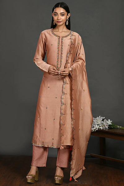 Peach A-Line Kurta Set - Indian Clothing in Denver, CO, Aurora, CO, Boulder, CO, Fort Collins, CO, Colorado Springs, CO, Parker, CO, Highlands Ranch, CO, Cherry Creek, CO, Centennial, CO, and Longmont, CO. Nationwide shipping USA - India Fashion X
