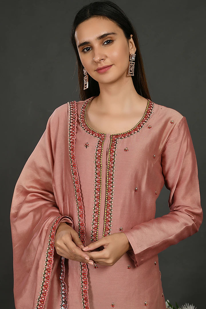 Pink A-Line Kurta Set - Indian Clothing in Denver, CO, Aurora, CO, Boulder, CO, Fort Collins, CO, Colorado Springs, CO, Parker, CO, Highlands Ranch, CO, Cherry Creek, CO, Centennial, CO, and Longmont, CO. Nationwide shipping USA - India Fashion X