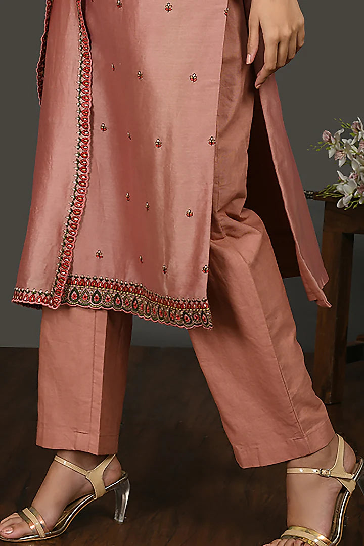 Pink A-Line Kurta Set - Indian Clothing in Denver, CO, Aurora, CO, Boulder, CO, Fort Collins, CO, Colorado Springs, CO, Parker, CO, Highlands Ranch, CO, Cherry Creek, CO, Centennial, CO, and Longmont, CO. Nationwide shipping USA - India Fashion X
