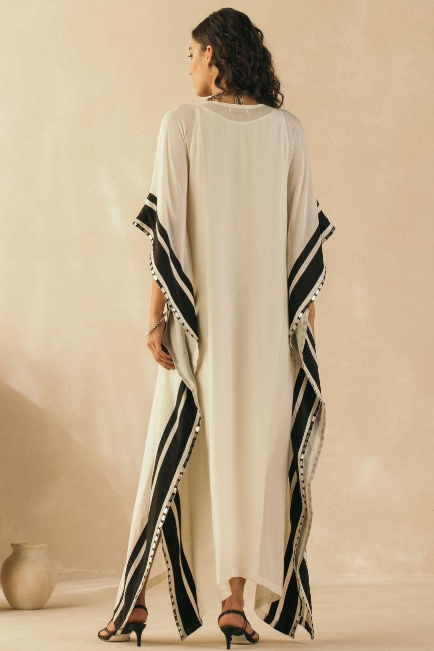 Ebony and Ivory Kaftan - Indian Clothing in Denver, CO, Aurora, CO, Boulder, CO, Fort Collins, CO, Colorado Springs, CO, Parker, CO, Highlands Ranch, CO, Cherry Creek, CO, Centennial, CO, and Longmont, CO. Nationwide shipping USA - India Fashion X