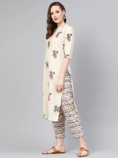 Ethnic Beige Kurta Set - Indian Clothing in Denver, CO, Aurora, CO, Boulder, CO, Fort Collins, CO, Colorado Springs, CO, Parker, CO, Highlands Ranch, CO, Cherry Creek, CO, Centennial, CO, and Longmont, CO. Nationwide shipping USA - India Fashion X