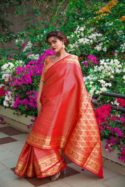 Red Banarasi Silk Saree Indian Clothing in Denver, CO, Aurora, CO, Boulder, CO, Fort Collins, CO, Colorado Springs, CO, Parker, CO, Highlands Ranch, CO, Cherry Creek, CO, Centennial, CO, and Longmont, CO. NATIONWIDE SHIPPING USA- India Fashion X