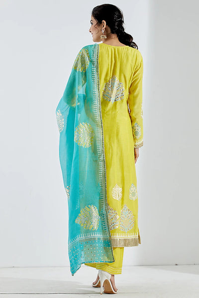 Yellow Foil Anarkali Palazzo - Indian Clothing in Denver, CO, Aurora, CO, Boulder, CO, Fort Collins, CO, Colorado Springs, CO, Parker, CO, Highlands Ranch, CO, Cherry Creek, CO, Centennial, CO, and Longmont, CO. Nationwide shipping USA - India Fashion X