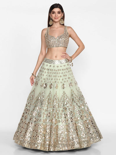 Pastel Green Lehenga - Indian Clothing in Denver, CO, Aurora, CO, Boulder, CO, Fort Collins, CO, Colorado Springs, CO, Parker, CO, Highlands Ranch, CO, Cherry Creek, CO, Centennial, CO, and Longmont, CO. Nationwide shipping USA - India Fashion X