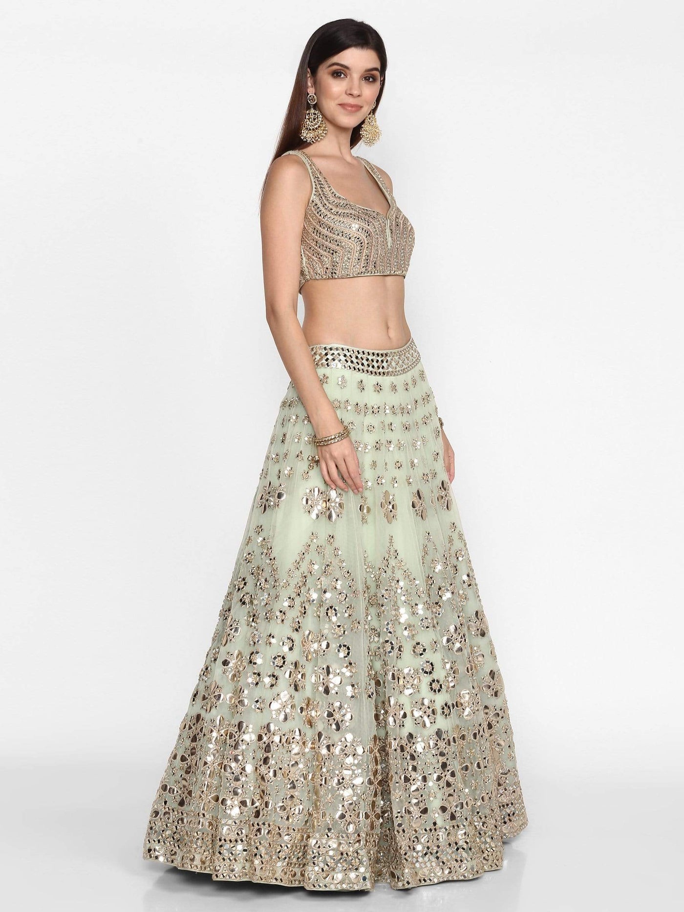 Pastel Green Lehenga - Indian Clothing in Denver, CO, Aurora, CO, Boulder, CO, Fort Collins, CO, Colorado Springs, CO, Parker, CO, Highlands Ranch, CO, Cherry Creek, CO, Centennial, CO, and Longmont, CO. Nationwide shipping USA - India Fashion X