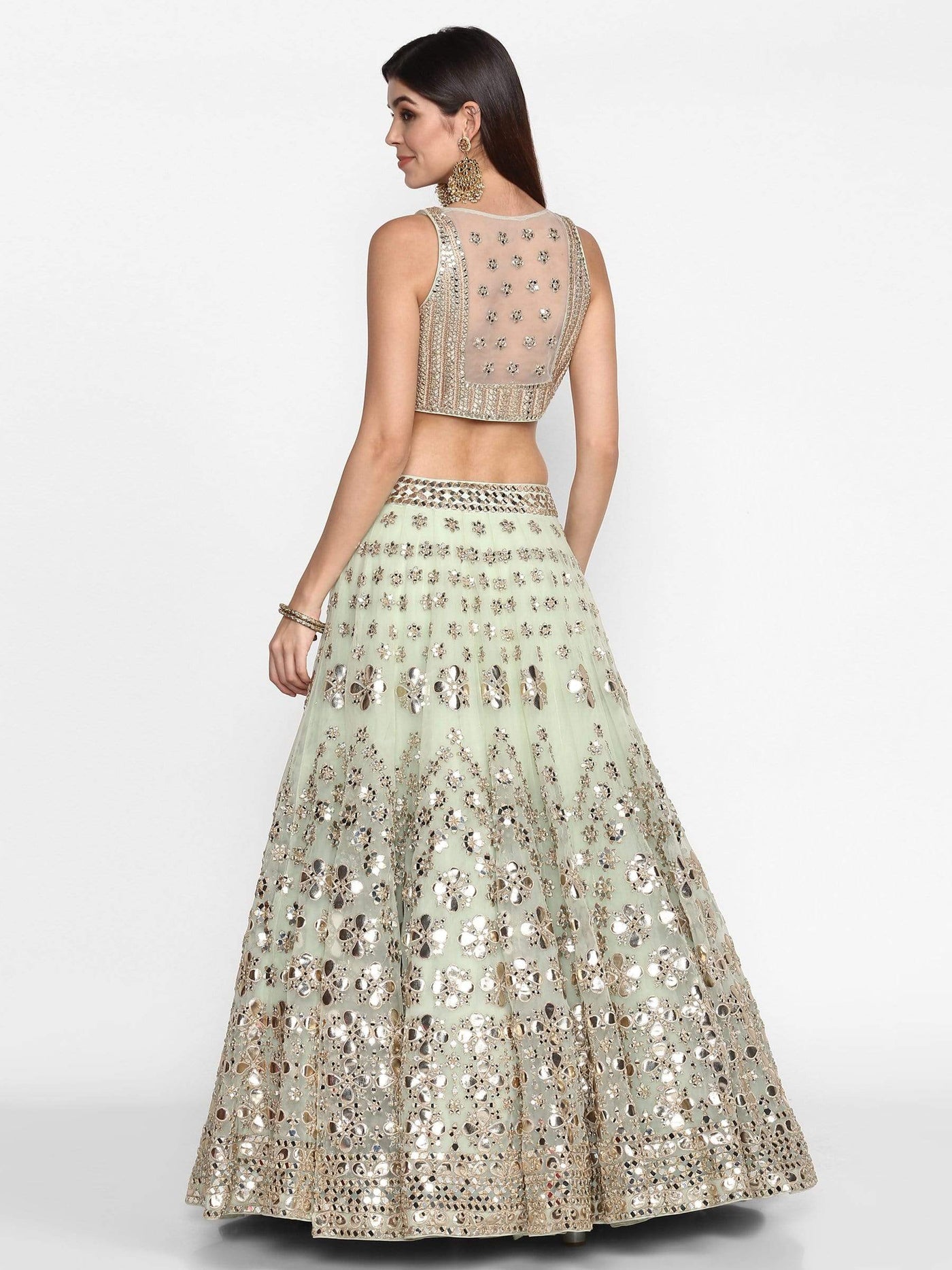 Pastel Green Lehenga - Indian Clothing in Denver, CO, Aurora, CO, Boulder, CO, Fort Collins, CO, Colorado Springs, CO, Parker, CO, Highlands Ranch, CO, Cherry Creek, CO, Centennial, CO, and Longmont, CO. Nationwide shipping USA - India Fashion X