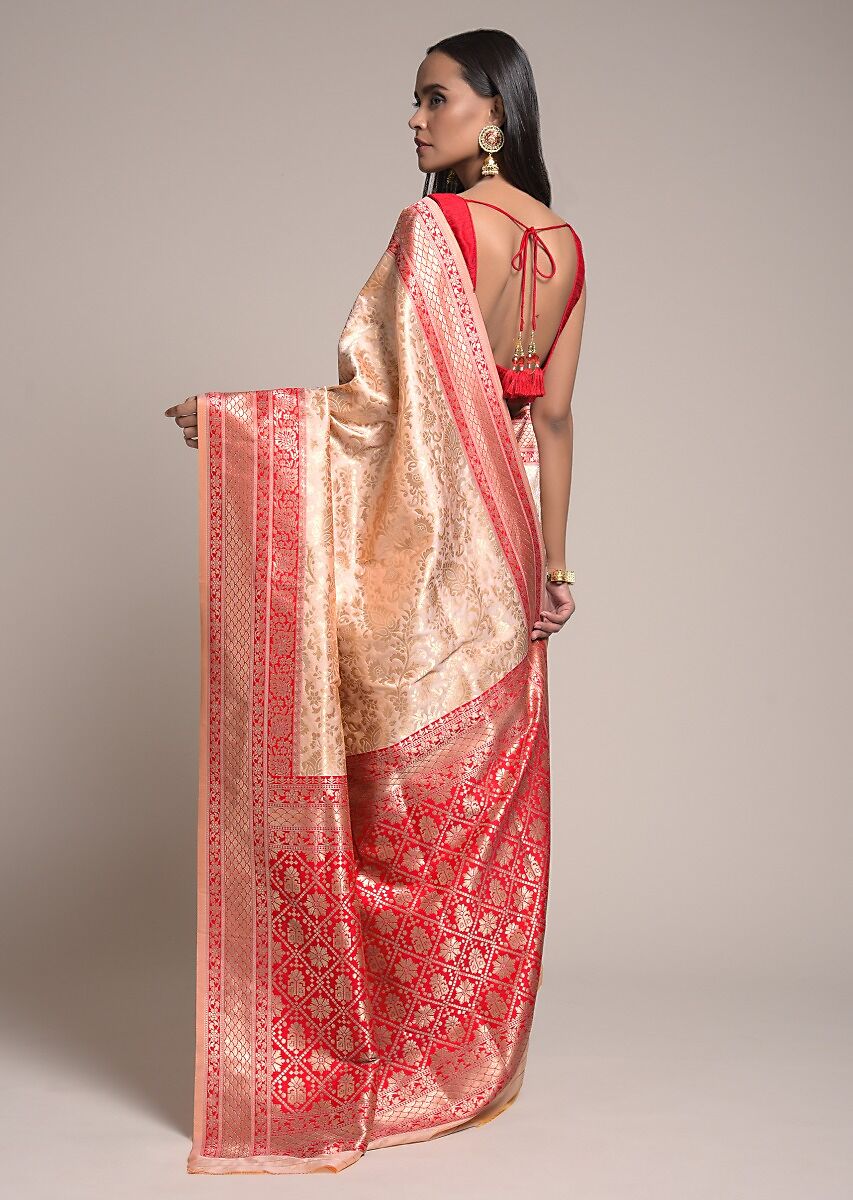 Powder Peach Silk Saree - Indian Clothing in Denver, CO, Aurora, CO, Boulder, CO, Fort Collins, CO, Colorado Springs, CO, Parker, CO, Highlands Ranch, CO, Cherry Creek, CO, Centennial, CO, and Longmont, CO. Nationwide shipping USA - India Fashion X