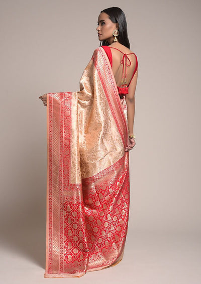 Powder Peach Silk Saree - Indian Clothing in Denver, CO, Aurora, CO, Boulder, CO, Fort Collins, CO, Colorado Springs, CO, Parker, CO, Highlands Ranch, CO, Cherry Creek, CO, Centennial, CO, and Longmont, CO. Nationwide shipping USA - India Fashion X