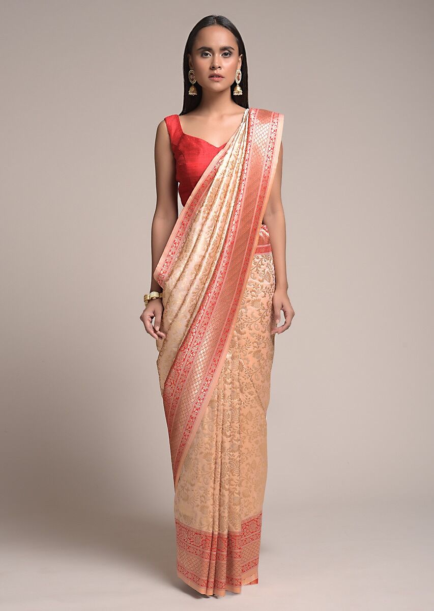 Powder Peach Silk Saree - Indian Clothing in Denver, CO, Aurora, CO, Boulder, CO, Fort Collins, CO, Colorado Springs, CO, Parker, CO, Highlands Ranch, CO, Cherry Creek, CO, Centennial, CO, and Longmont, CO. Nationwide shipping USA - India Fashion X