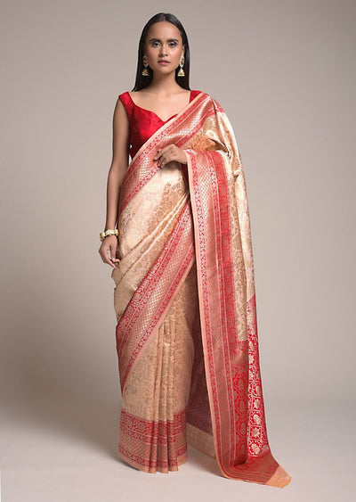 Powder Peach Silk Saree - Indian Clothing in Denver, CO, Aurora, CO, Boulder, CO, Fort Collins, CO, Colorado Springs, CO, Parker, CO, Highlands Ranch, CO, Cherry Creek, CO, Centennial, CO, and Longmont, CO. Nationwide shipping USA - India Fashion X