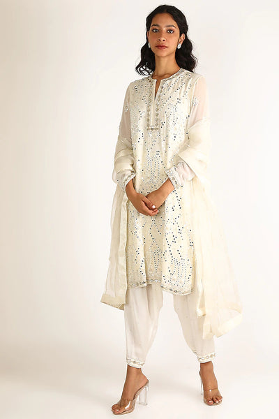 White Mirror Salwar Set - Indian Clothing in Denver, CO, Aurora, CO, Boulder, CO, Fort Collins, CO, Colorado Springs, CO, Parker, CO, Highlands Ranch, CO, Cherry Creek, CO, Centennial, CO, and Longmont, CO. Nationwide shipping USA - India Fashion X