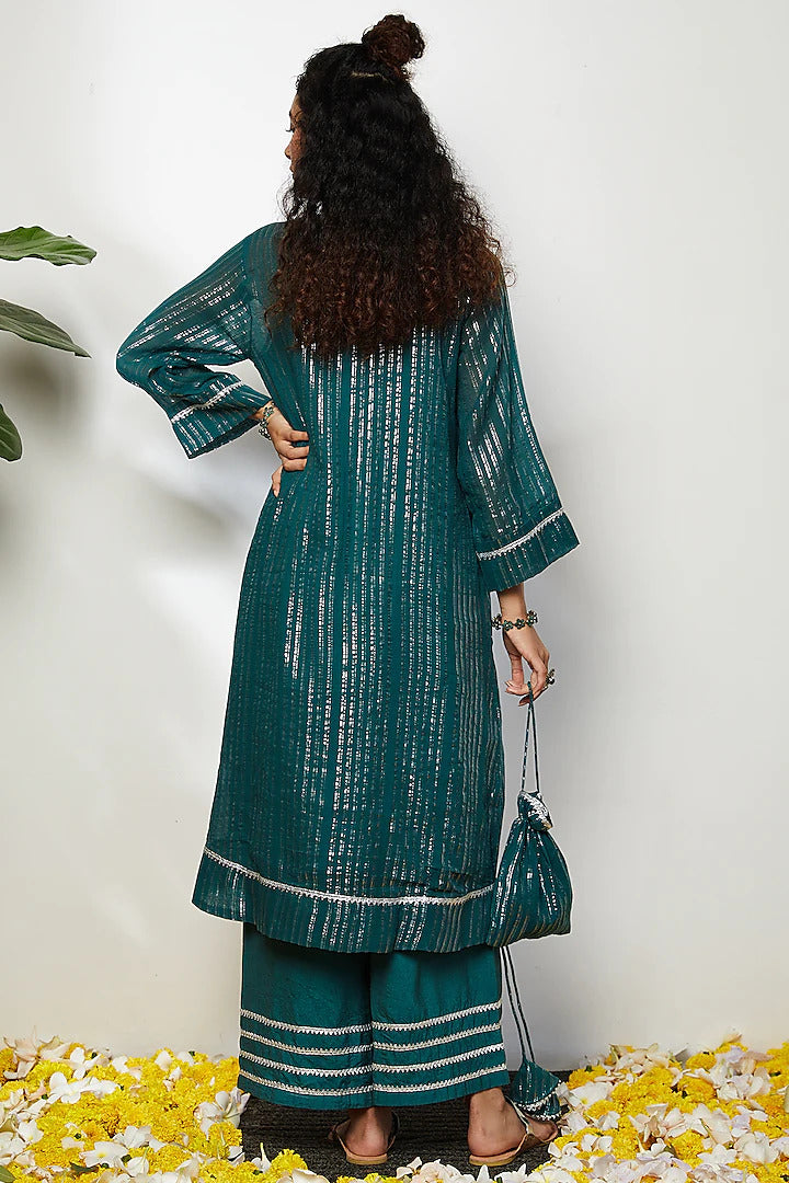 Pine Green Kurta Set - Indian Clothing in Denver, CO, Aurora, CO, Boulder, CO, Fort Collins, CO, Colorado Springs, CO, Parker, CO, Highlands Ranch, CO, Cherry Creek, CO, Centennial, CO, and Longmont, CO. Nationwide shipping USA - India Fashion X
