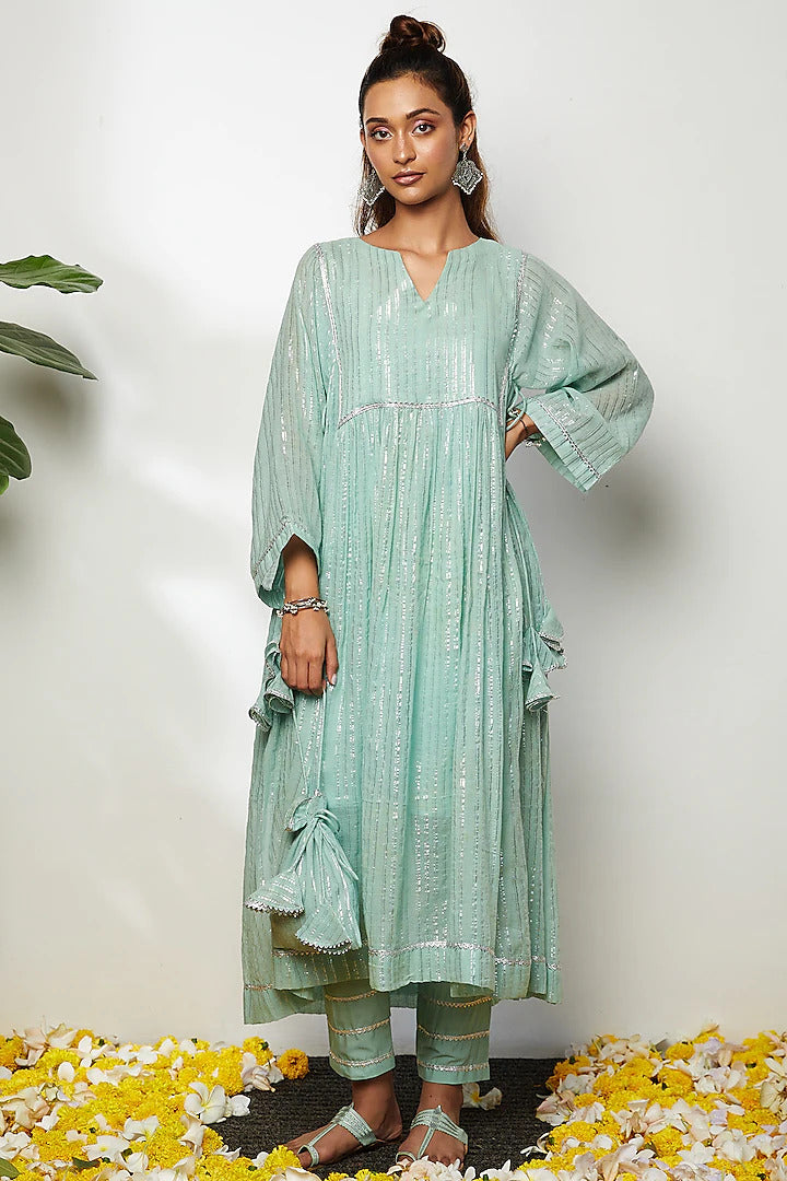 Pastel Green Kurta Set - Indian Clothing in Denver, CO, Aurora, CO, Boulder, CO, Fort Collins, CO, Colorado Springs, CO, Parker, CO, Highlands Ranch, CO, Cherry Creek, CO, Centennial, CO, and Longmont, CO. Nationwide shipping USA - India Fashion X