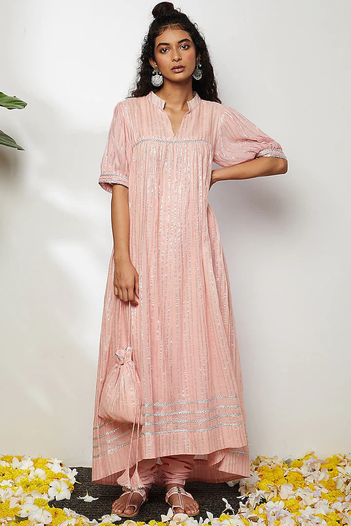 Powder Pink Kurta Set - Indian Clothing in Denver, CO, Aurora, CO, Boulder, CO, Fort Collins, CO, Colorado Springs, CO, Parker, CO, Highlands Ranch, CO, Cherry Creek, CO, Centennial, CO, and Longmont, CO. Nationwide shipping USA - India Fashion X